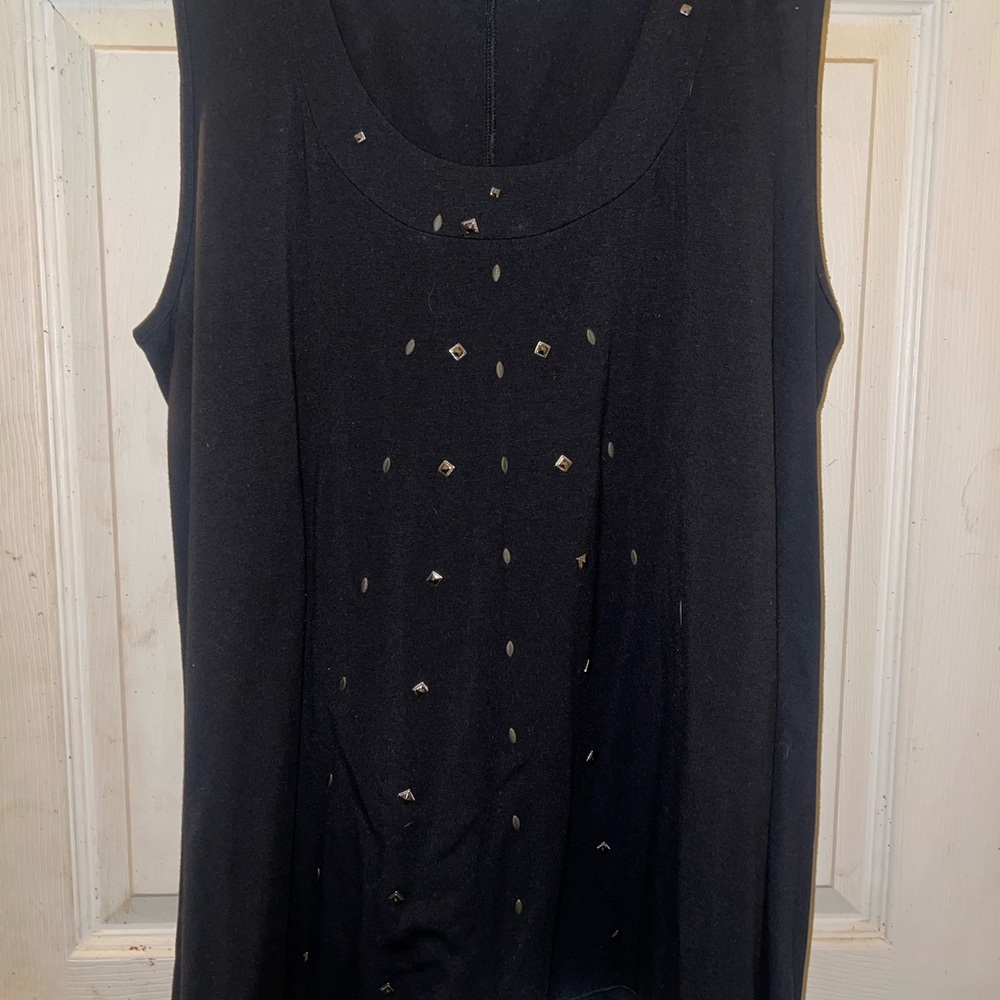 Cato Black Tank Top with Silver Accents